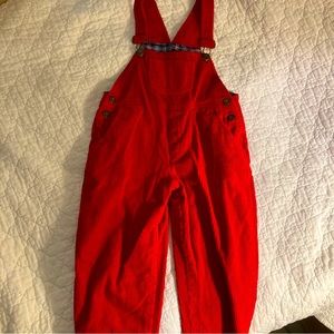 German lined red corduroy overalls